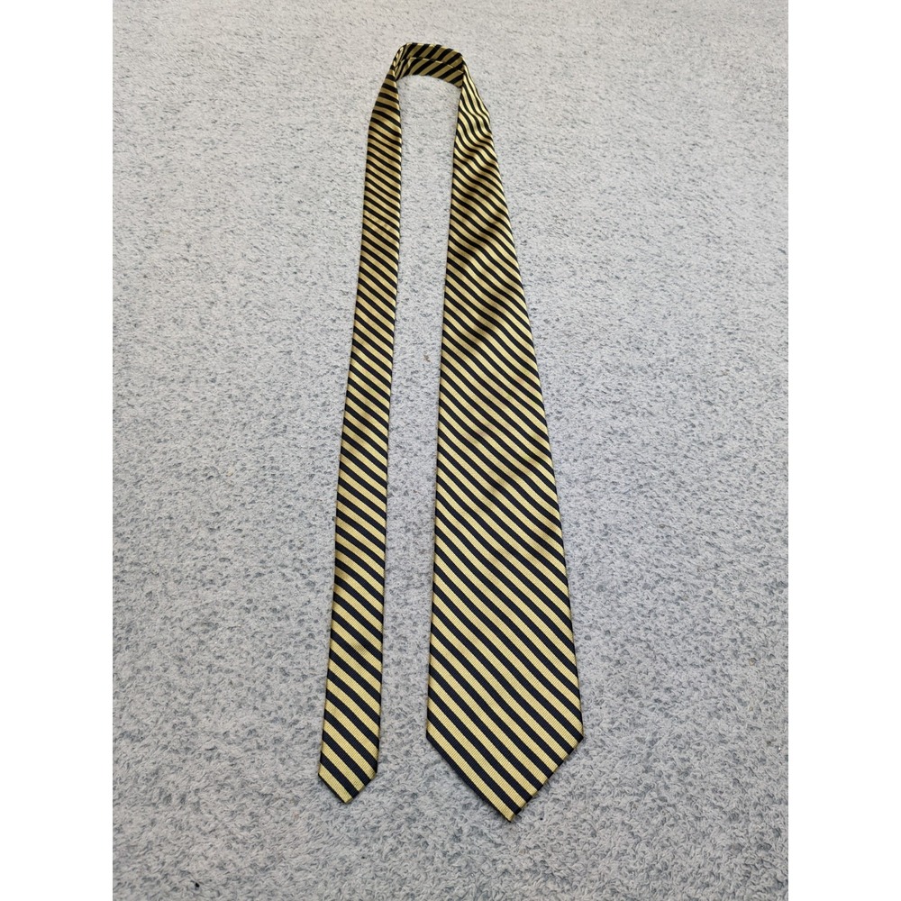 Brooks Brothers 346 Pure Silk Repp Tie Navy Gold Striped Stripe Made in USA - Picture 3 of 9